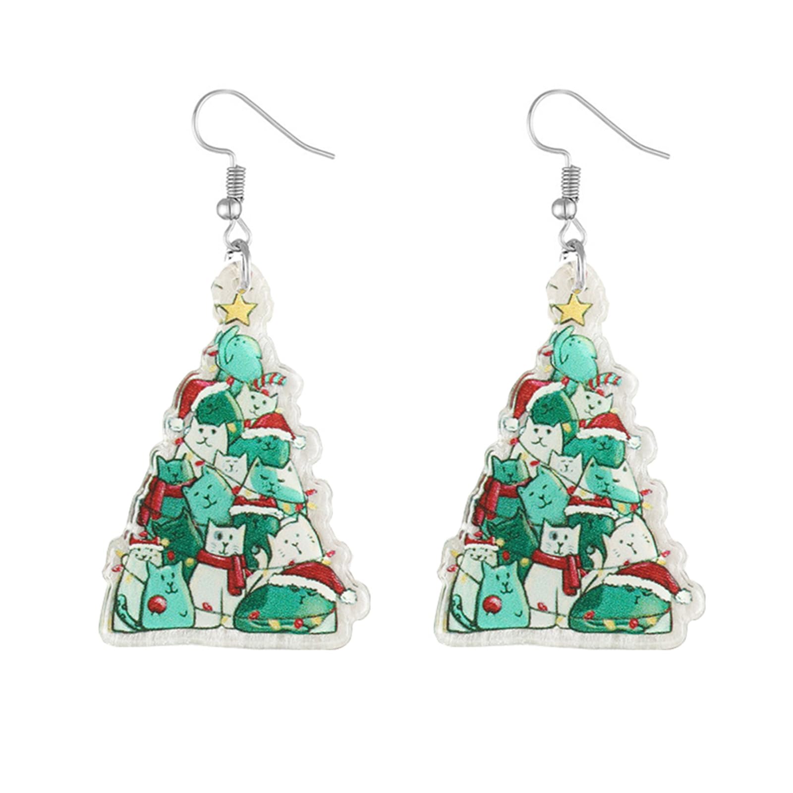 Christmas Earrings For Women Cute Colorful Acrylic Christmas Santa Claus HO HO HO Tree Gingerbread Man Dangle Drop Holiday Earrings Decoration Christmas Jewelry Gifts